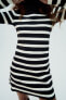 Striped knit mock turtleneck dress