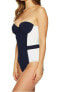 Фото #2 товара Tory Burch Womens 182917 One-Piece Tory Navy White Swimsuit Size S