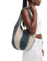 Pull&Bear crochet bucket bag in green and white stripe - фото #1