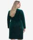 Фото #2 товара Plus Size Velvet Long-Sleeve Cutout Dress