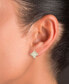 ფოტო #2 პროდუქტის Cubic Zirconia Round & Baguette Square Cluster Stud Earrings in 14k Gold-Plated Sterling Silver