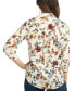 Juniors' Floral-Print Roll-Tab-Sleeve Blouse