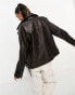 Фото #8 товара ASOS DESIGN washed faux leather biker jacket in brown