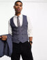 ASOS DESIGN wedding super skinny suit waistcoat in dark blue micro texture