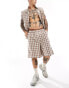 Weekday Boman co-ord loose fit shorts in beige check