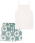 Фото #1 товара Kid 2-Piece Textured Smocked Tank & Jersey Skort Set 4