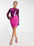 Фото #3 товара ASOS DESIGN backless sequin top bandage mini dress in magenta