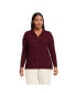 Women's Plus Size Long Sleeve Wide Rib Button Front Polo Shirt