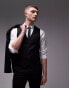Фото #2 товара Topman textured suit waistcoat in black