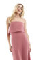 Vila Bridesmaid bandeau maxi dress with straps in rose