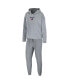 ფოტო #1 პროდუქტის Women's Heather Gray New York Islanders Logo Pullover Hoodie and Pants Sleep Set