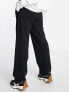 ASOS DESIGN straight leg jogger with deep waistband and pintuck in cotton in black - BLACK