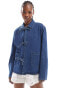 Фото #1 товара ONLY tie front denim jacket in mid wash