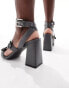 RAID Neesha block heeled sandals with buckles in grey