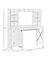 Фото #3 товара Farmhouse Computer Desk with Hutch and Cabinet, Home office Desk with Storage, for Study, White