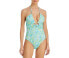 Фото #1 товара Ramy Brook Womens Printed Halter One Piece Swimsuit Green Size Small