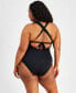 Plus Size Color Code Strappy One-Piece Swimsuit