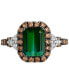 Couture Hunters Green Tourmaline (2-1/4 ct. t.w.), Chocolate Diamonds (5/8 ct. t.w.) & Nude Diamonds (1/5 ct. t.w.) Square Halo Ring in Platinum