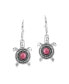 Sterling Silver with Genuine Gemstone Turtle Design Women's Drop and Dangle Earrings