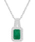 ფოტო #1 პროდუქტის Emerald (1/2 ct. t.w.) & Diamond (1/8 ct. t.w.) Halo 18" Pendant Necklace in Sterling Silver (Also in Ruby & Sapphire)