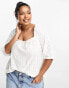 Фото #1 товара Simply Be square neck broderie top in white