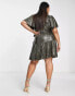 Фото #2 товара Forever New Curve ruffle wrap sequin mini dress in gold