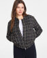 Фото #1 товара Women's Metallic Tweed Bomber Jacket, Created for Macy's