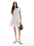 Фото #3 товара ASOS DESIGN scoop back skater hem mini dress with in mono spot