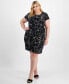 Фото #1 товара Plus Size Printed Faux-Wrap Jersey Dress