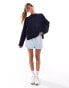 Фото #2 товара Bershka chunky crew neck jumper in navy