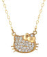Фото #1 товара Macy's hello Kitty Diamond Pavé Cluster Pendant Necklace (1/6 ct. t.w.) in 10k Gold, 16" + 2" extender