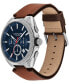 ფოტო #2 პროდუქტის Men's Jackson Saddle Leather Strap Watch 45mm