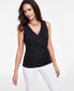 ფოტო #2 პროდუქტის Women's Side-Zip Surplice Top, Created for Macy's