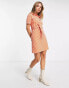 River Island check boucle shirt dress in orange