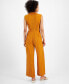 ფოტო #2 პროდუქტის Women's Zip-Front Belted Wide-Leg Jumpsuit