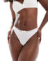 Hunkemoller Lola ribbed thong with lace trim detail in white