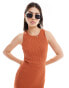 Sixth June knitted rib maxi dress with cut out in rust