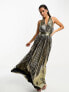 Фото #1 товара TFNC halterneck pleated maxi dress in gold