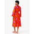 Scoop Midi Dress Women's Orange Floral Cut Out Long Sleeves Shirred Crewneck M