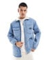 Фото #1 товара Vans drill chore denim jacket in washed blue with sherpa