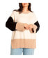 Фото #1 товара Plus Size Colorblocked Relaxed Sweater