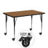 Фото #1 товара Mobile 24''W X 48''L Rectangular Oak Thermal Laminate Activity Table - Standard Height Adjustable Legs