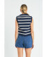 Фото #3 товара Women's Striped Half-Zip Knit Vest