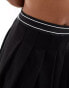 ASOS DESIGN pleated twill mini skirt with elastic waist detail in black