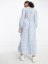 Фото #4 товара ASOS DESIGN gathered tiered maxi dress in blue picnic check