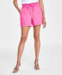 Фото #4 товара Women's Linen High-Rise Drawstring Shorts, Created for Macy's