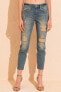 Фото #5 товара Женские джинсы  Mom-fit со средней посадкой укороченные рваные синие Factory Price