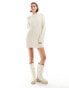 Pull&Bear knitted jumper mini dress in ecru