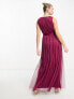Anaya wrap front maxi tulle dress in red plum