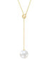 ფოტო #3 პროდუქტის Honora Cultured Ming Pearl (13mm) & Diamond (1/10 ct. t.w.) 20" Lariat Necklace in 14k Gold